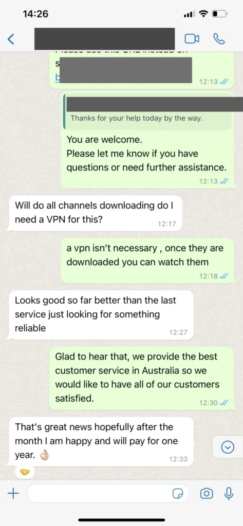 Rexotv WhatsApp Customer Support Chat Interaction Screenshot 3
